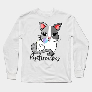 Positive vibes cat and a lollipop Long Sleeve T-Shirt